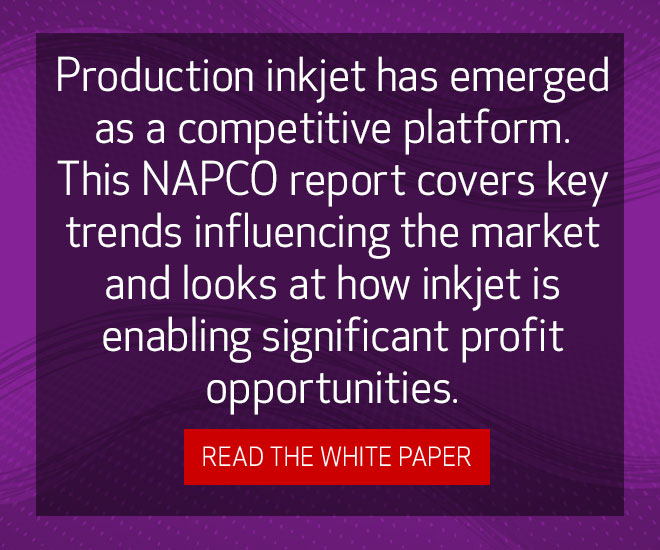 Production inkjet has emerged as a competitive platform. This NAPCO report covers key trends influencing the market and looks at how inkjet is enabling significant profit opportunities. Read the white paper